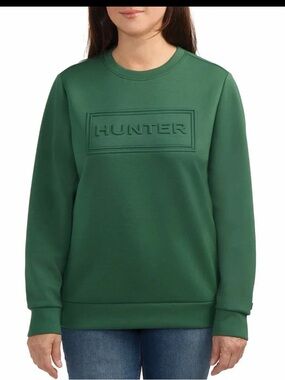Hunter Women's Forest Green Embossed Crewneck Sweatshirt